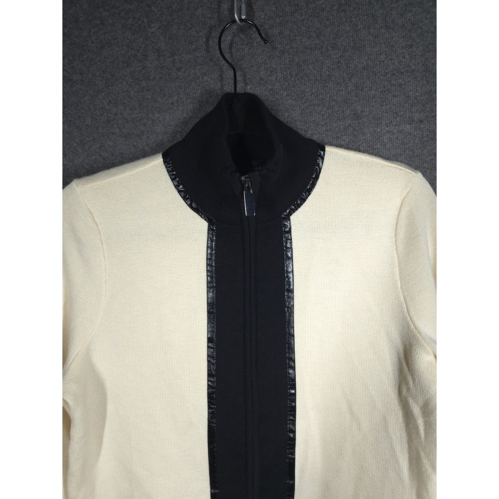 Dana Buchman Womens M Merino Wool Cardigan Sweater Jacket Zip Chic‎ Old Money - Picture 3 of 12